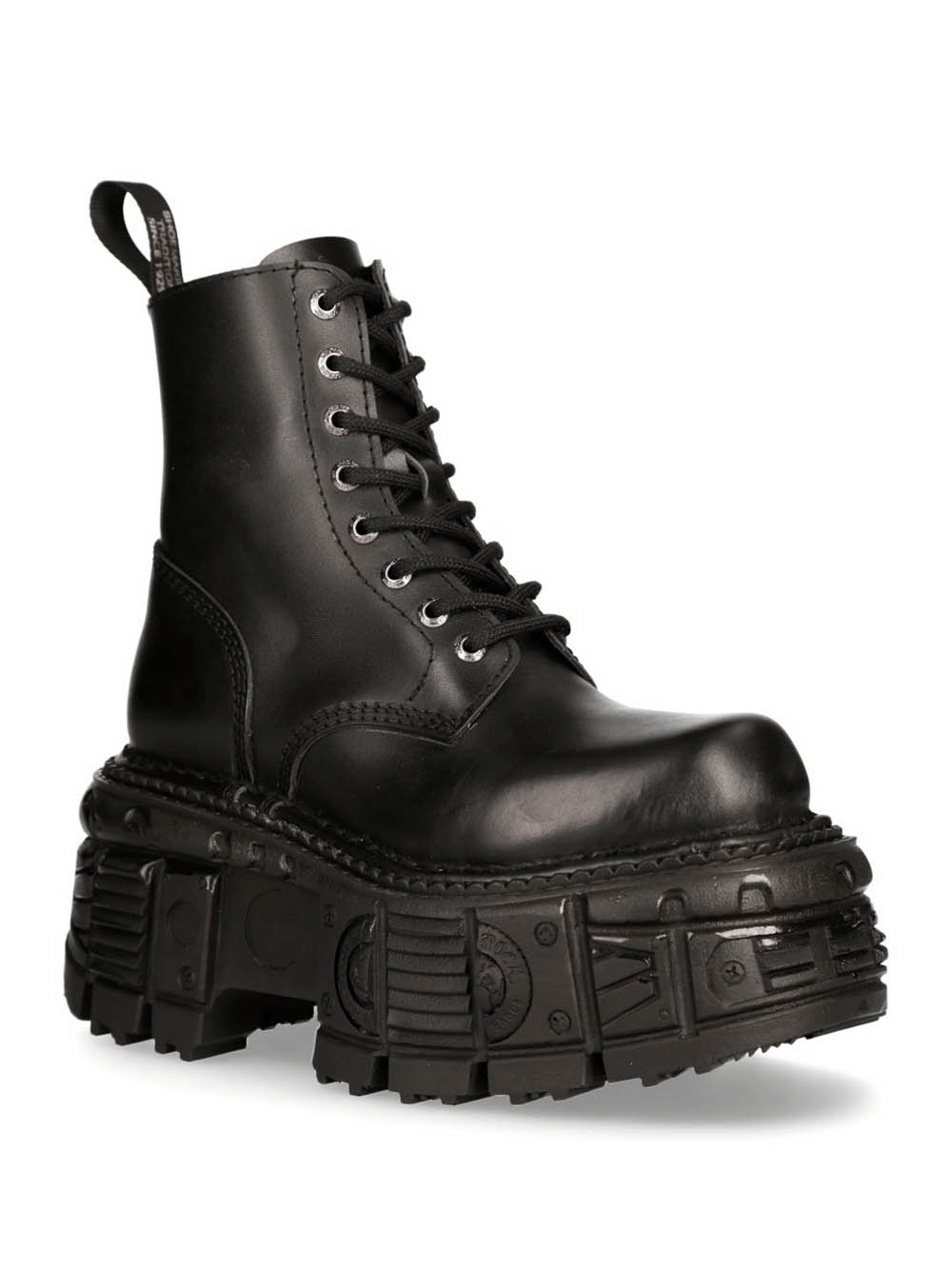 NEW ROCK Bold Black Gothic Punk Platform Ankle Boots with lace-up design and chunky platform sole. Perfect for edgy styles!