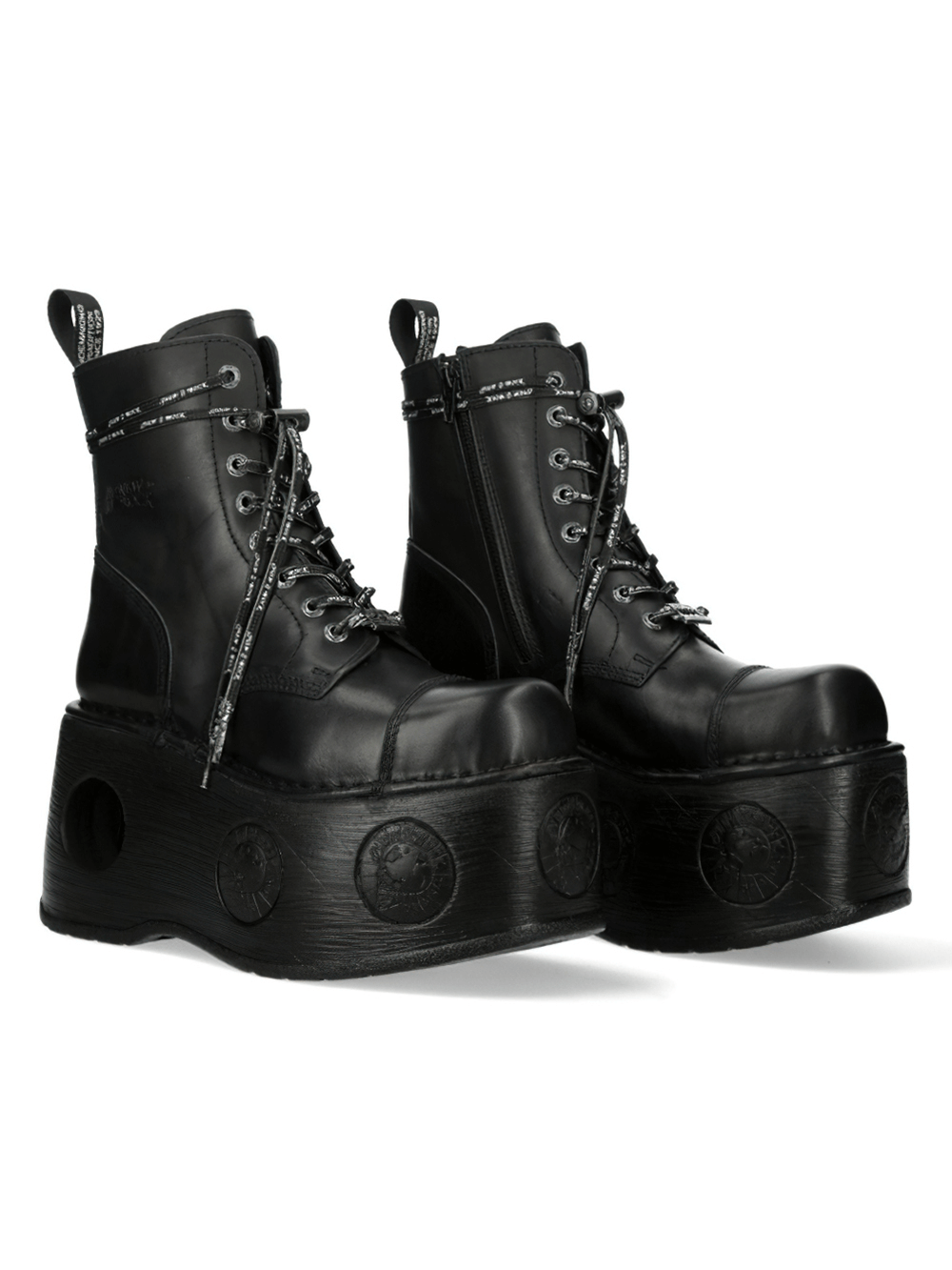 NEW ROCK Men's Bold Lace-up Ankle Boots with Unique Platform