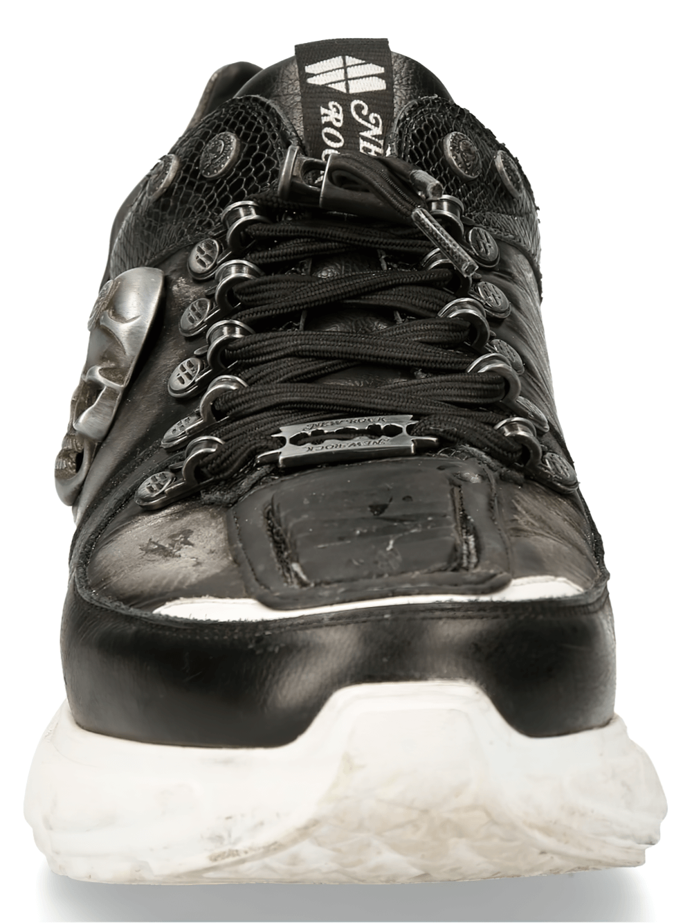 NEW ROCK Bold Rock-Inspired Leather Sneakers with Skull