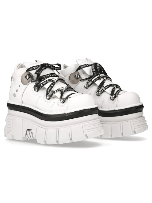 Botas de Plataforma Góticas Blancas con Cordones para Mujer de NEW ROCK