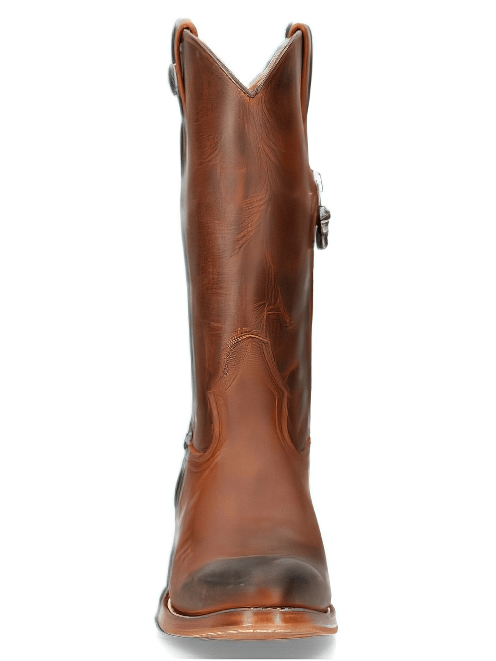 NEW ROCK Brown Leather Cowboy Boots with Zipper