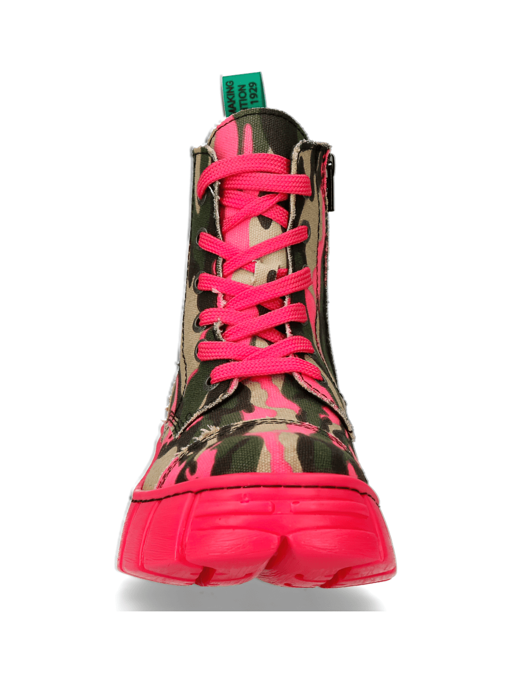NEW ROCK Camo Ankle Boots with Pink Sole and Laces