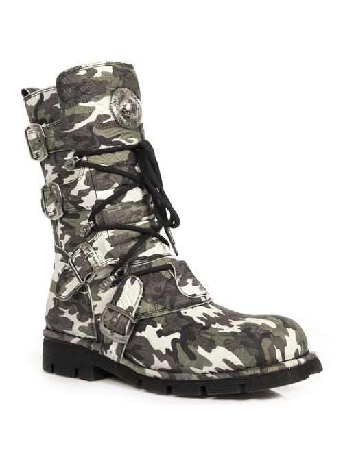 NEUE ROCK Damen Camo-Print Militär-inspirierte Schnürstiefel