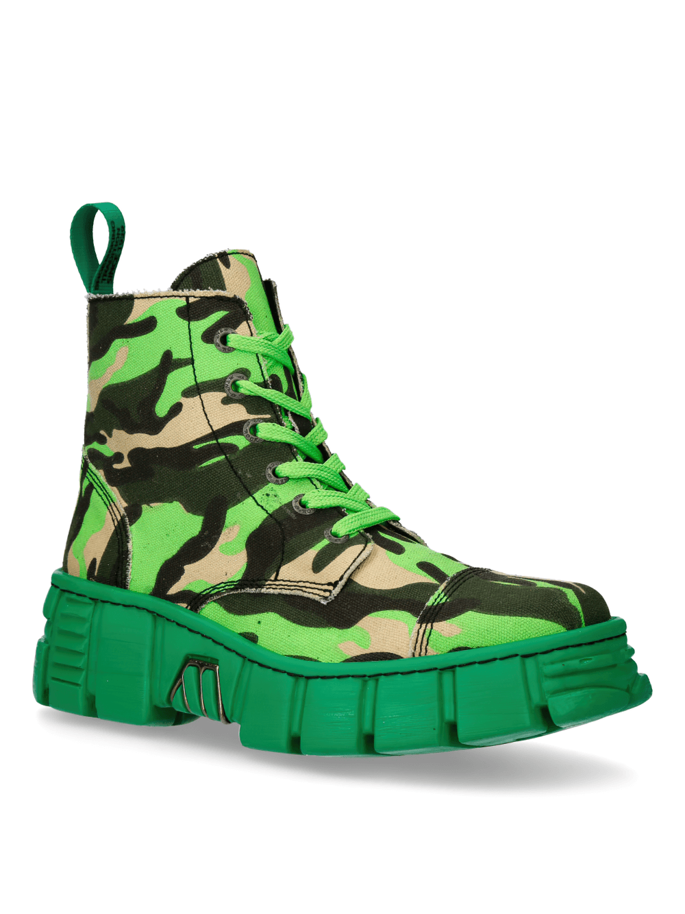 NEW ROCK Camouflage Ankle Boots with Zipper and Cord