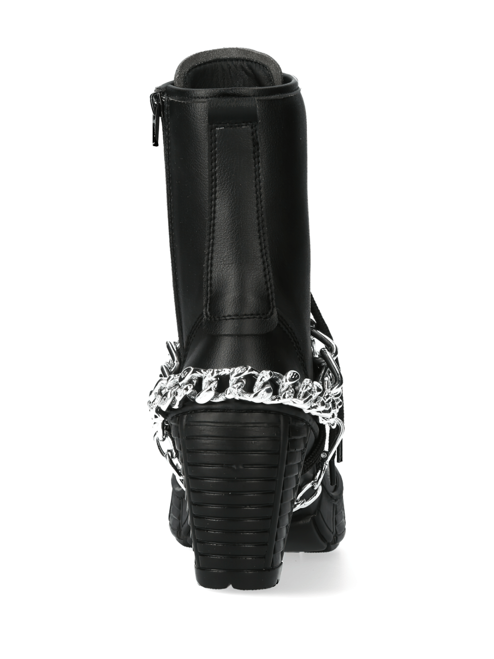 NEW ROCK Schwarze Stiefeletten mit Kettengliedern und Reißverschluss