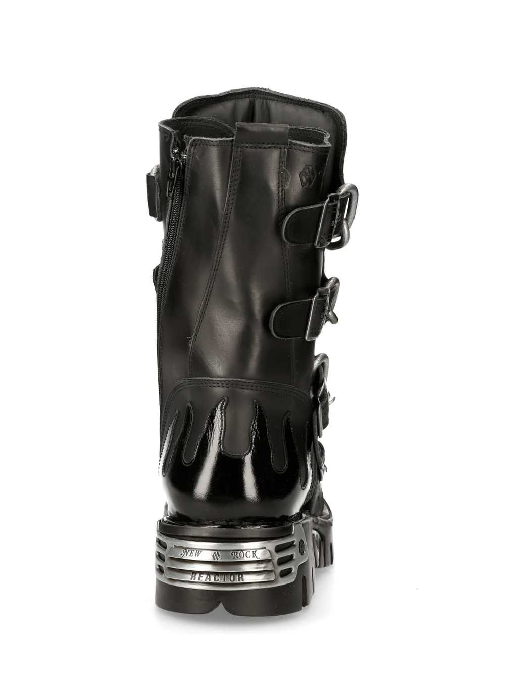 NEW ROCK Men's Gothic boots with dynamic chains and bold buckles, showcasing striking metal accents.