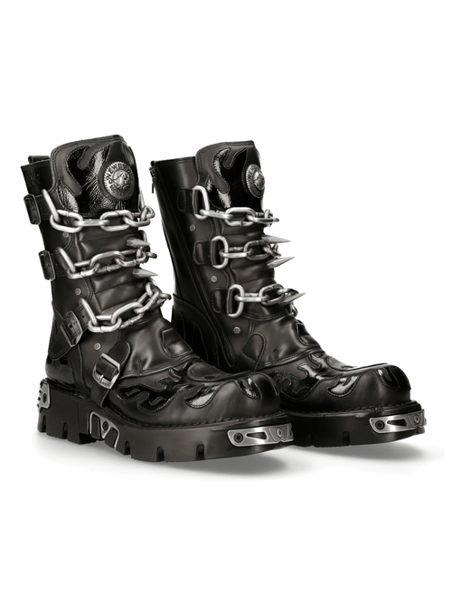 NEUE ROCK Damen Stiefel mit Ketten im Gothic-Stil und Metallelementen
