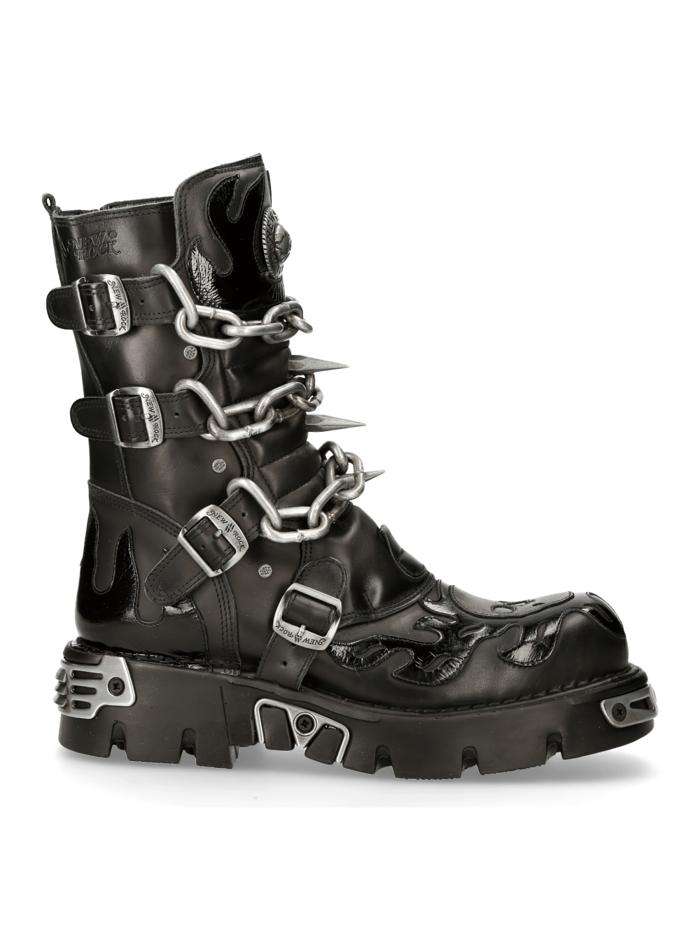NEW ROCK Chained Gothic Boots with Metal Accents