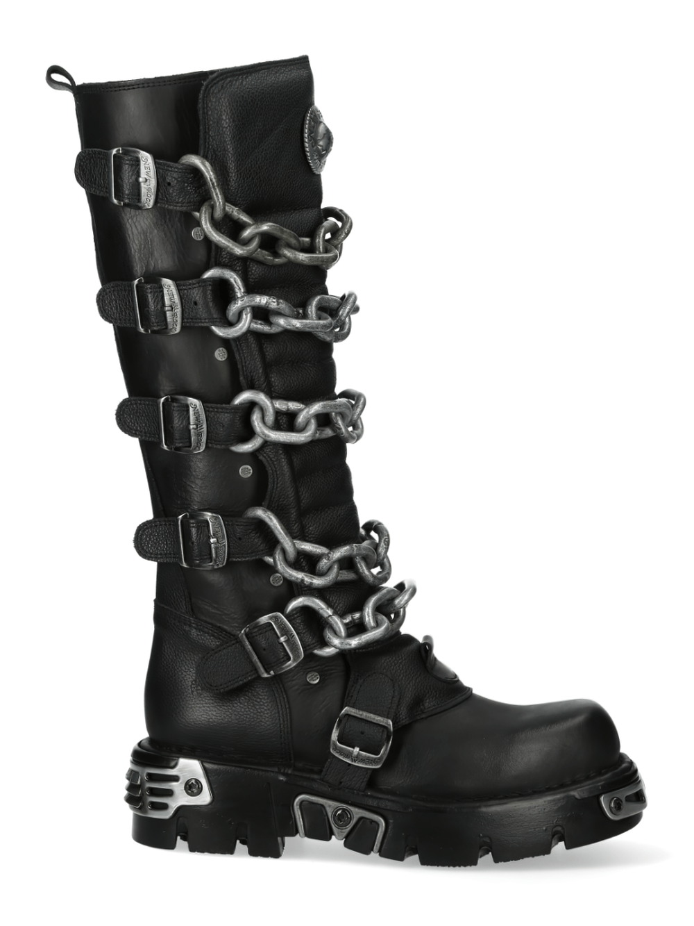 NEW ROCK Chained Gothic High Boots with Metallic Detail