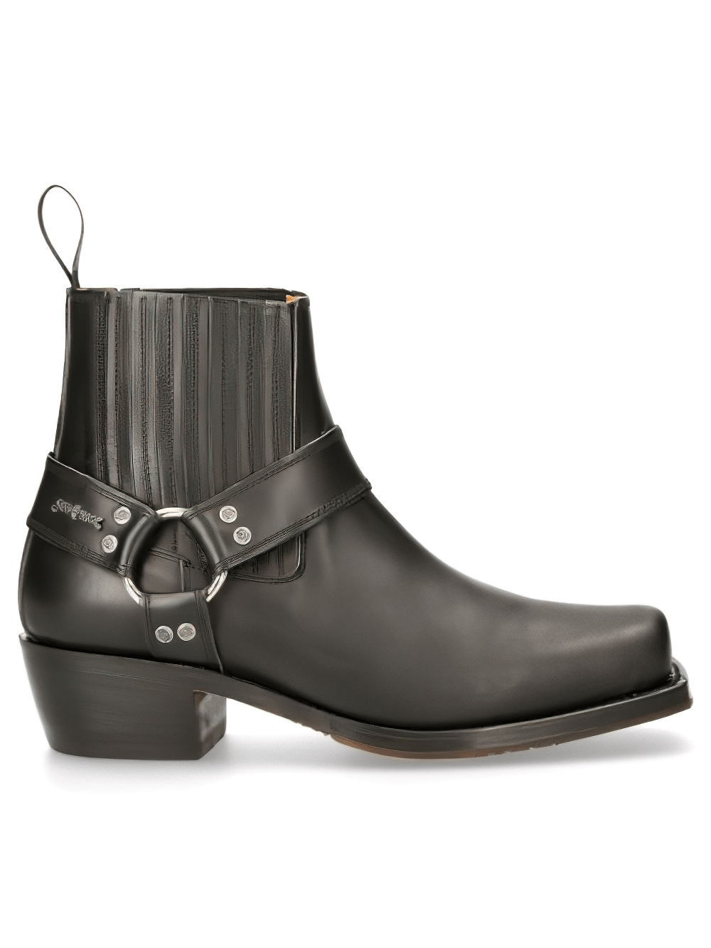 NEW ROCK Chic Black Ankle Boots with Buckle Detail