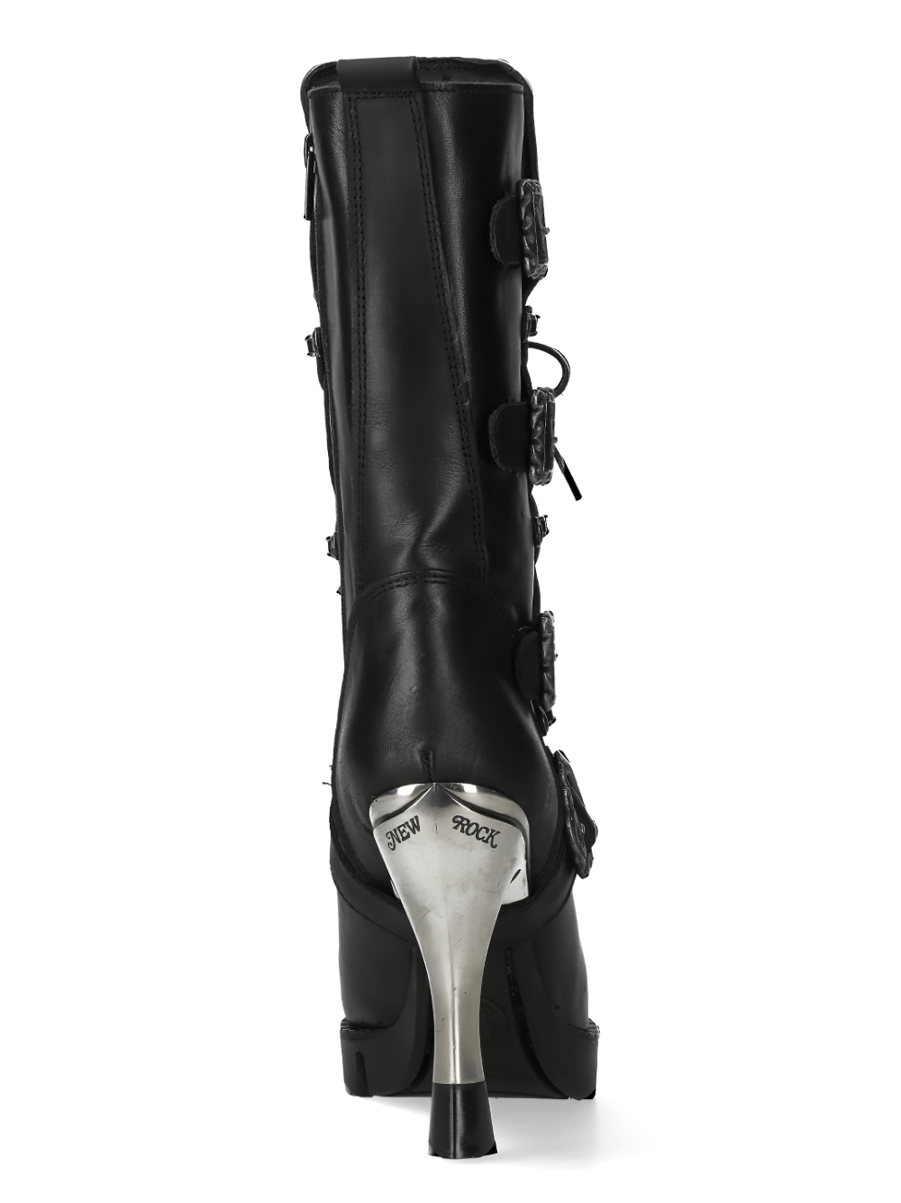NEW ROCK Chic Urban Black Buckled Lace-Up Heel Boots
