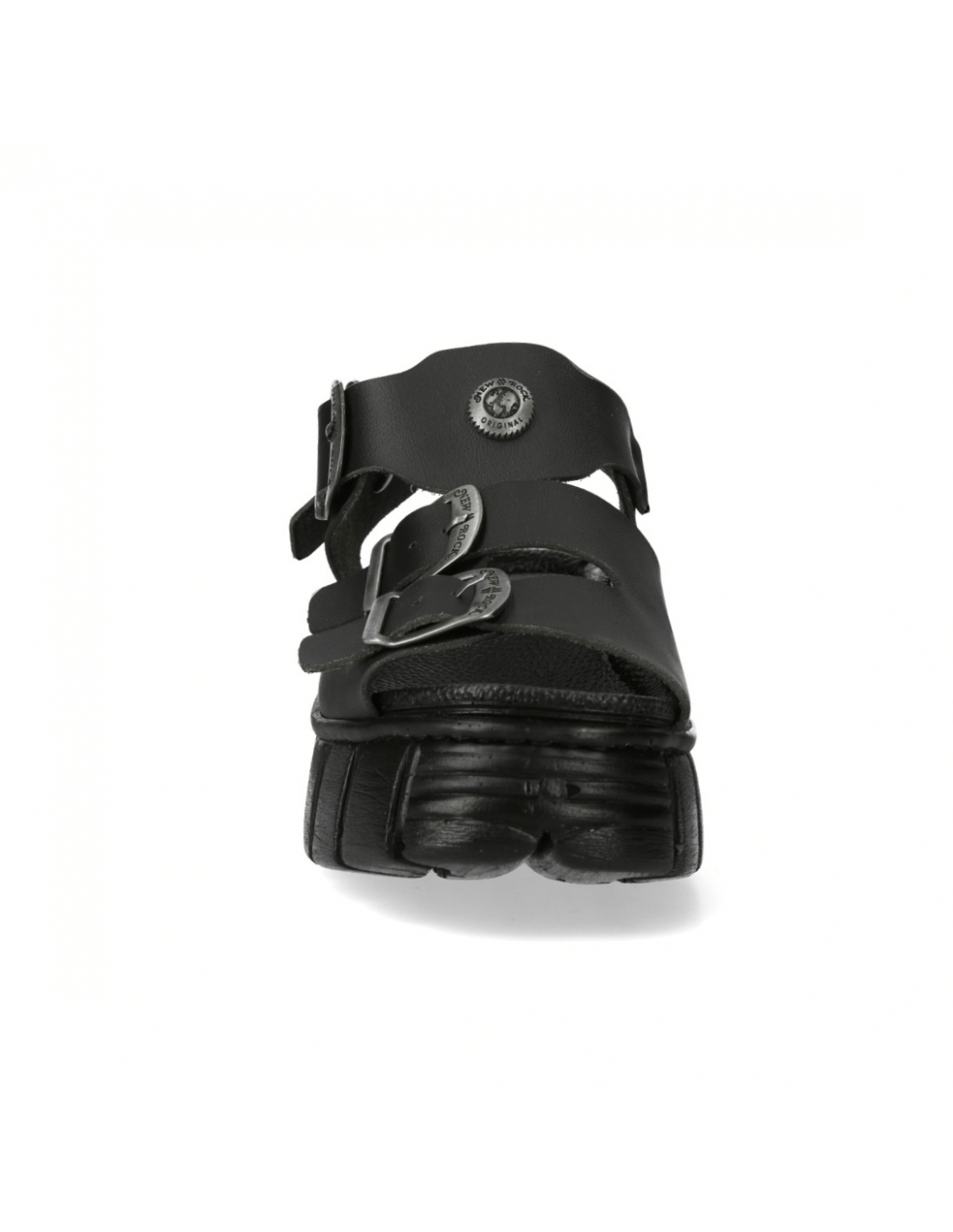 NEW ROCK Men's Chunky Black Buckle Platform Sandals, bold gothic style with a durable design and 6cm heel.
