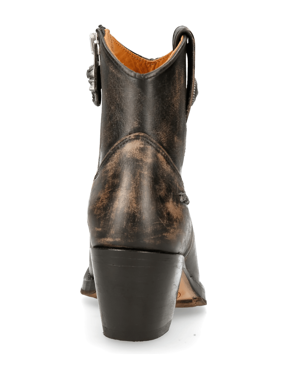 NEW ROCK Distressed Leather Ankle Boots with Zipper