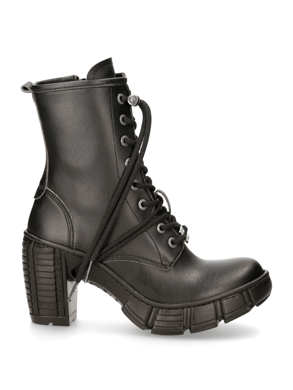 NEW ROCK Edgy Black Ankle Boots with Metallic Accents