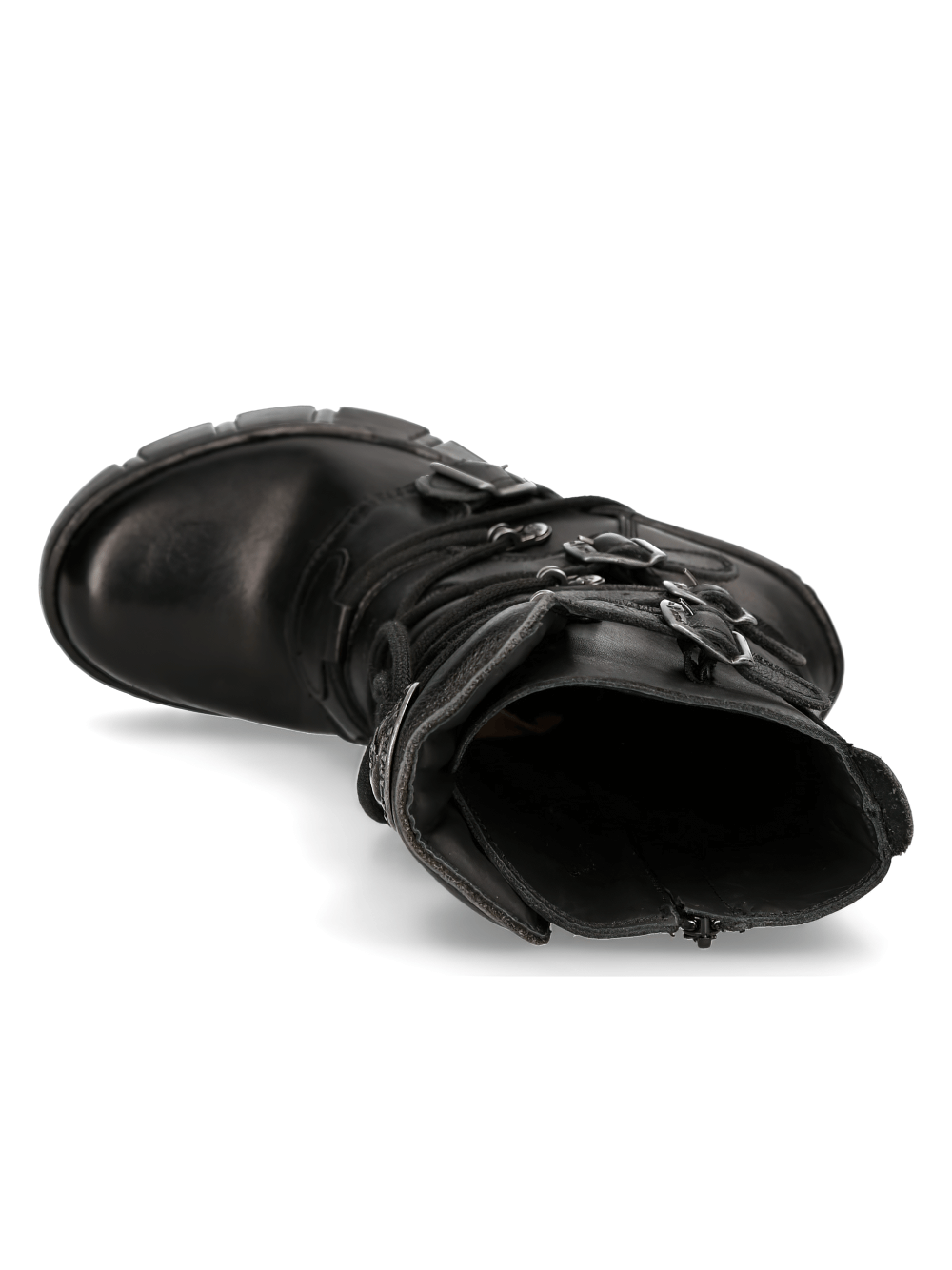 NEW ROCK – Edgy schwarze Stiefeletten mit Schnallendetail und Schnürung