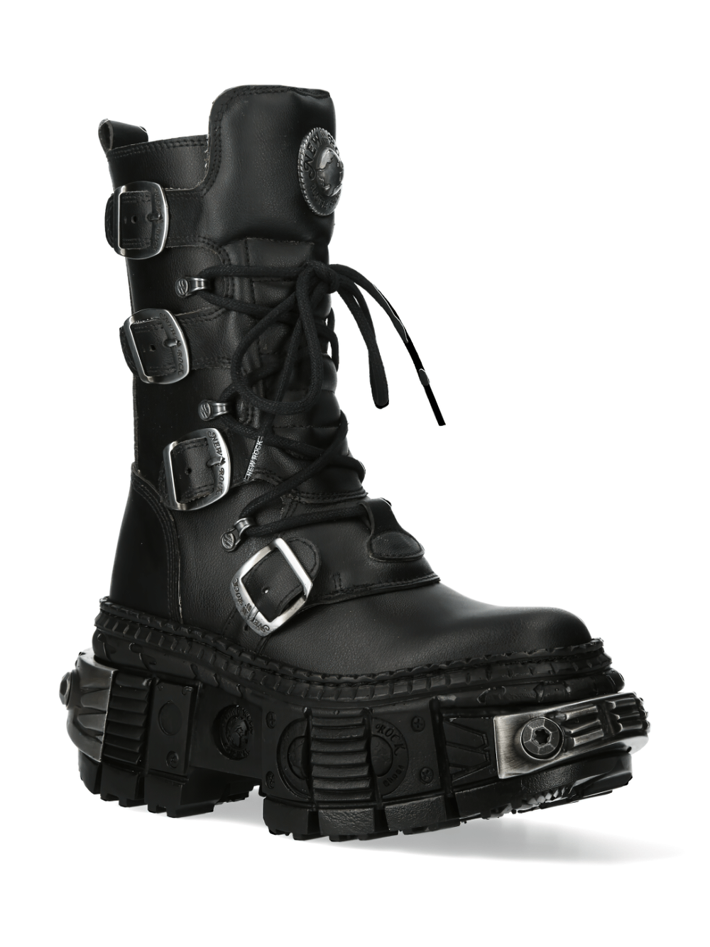 NEW ROCK edgy buckled ankle boots with chunky sole, perfect for punk rock style enthusiasts.