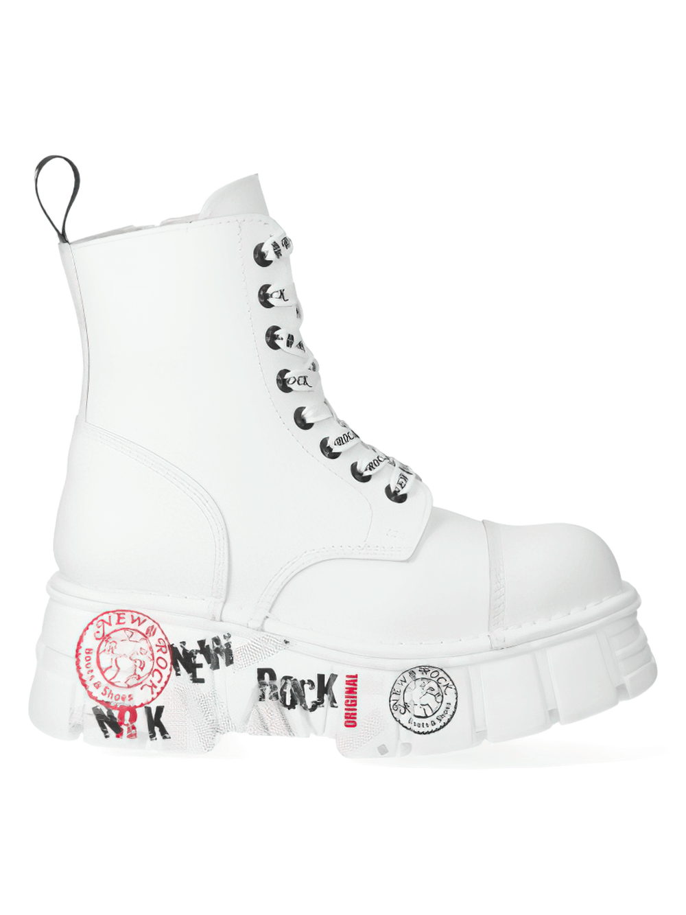 Botas de plataforma blancas atrevidas de NEW ROCK con insignias punk