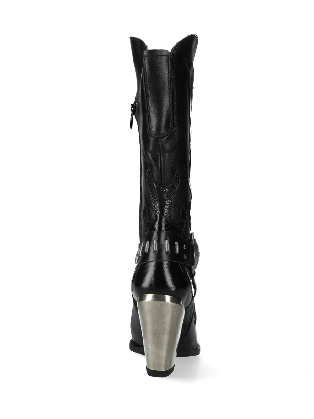 NEW ROCK Elegant Black Western Boots with Metal Accents