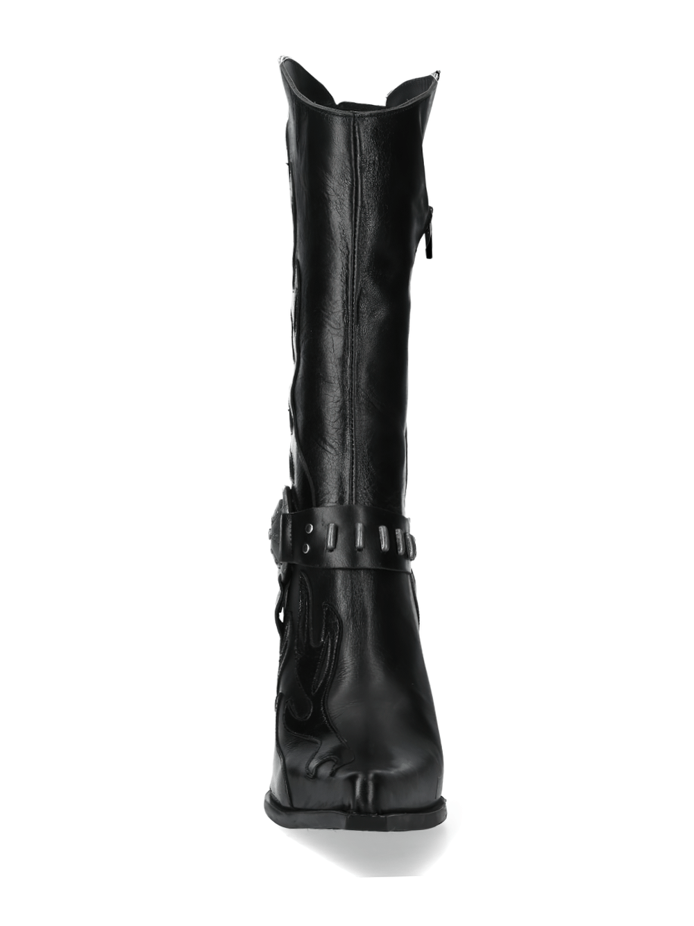NEW ROCK Elegant Black Western Boots with Metal Accents and Urban Cowboy Style