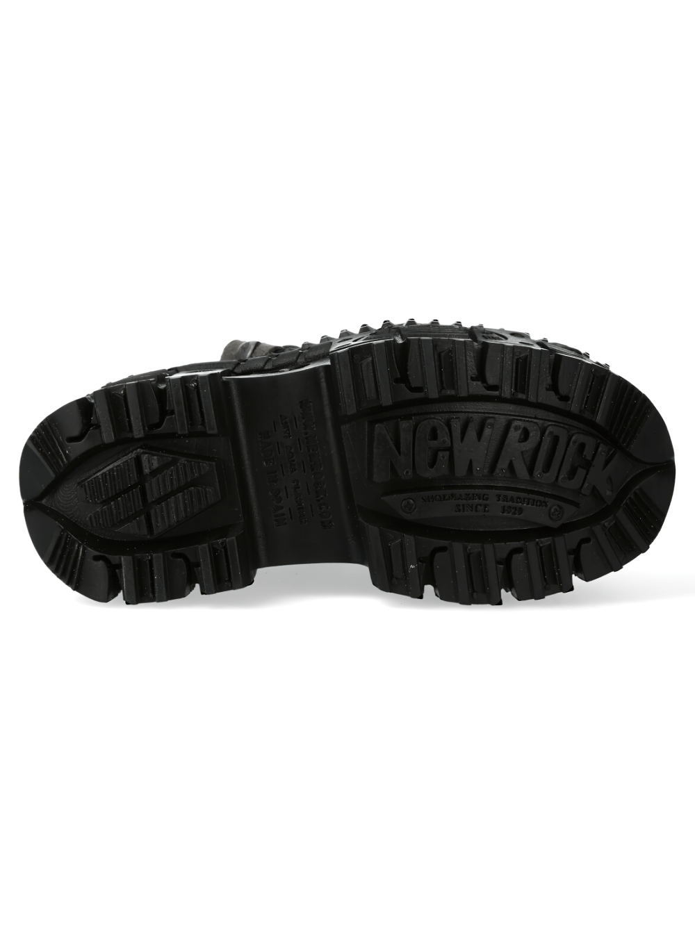 Bottom view of NEW ROCK Extreme Platform Gothic Boots, showcasing rugged sole and bold design.