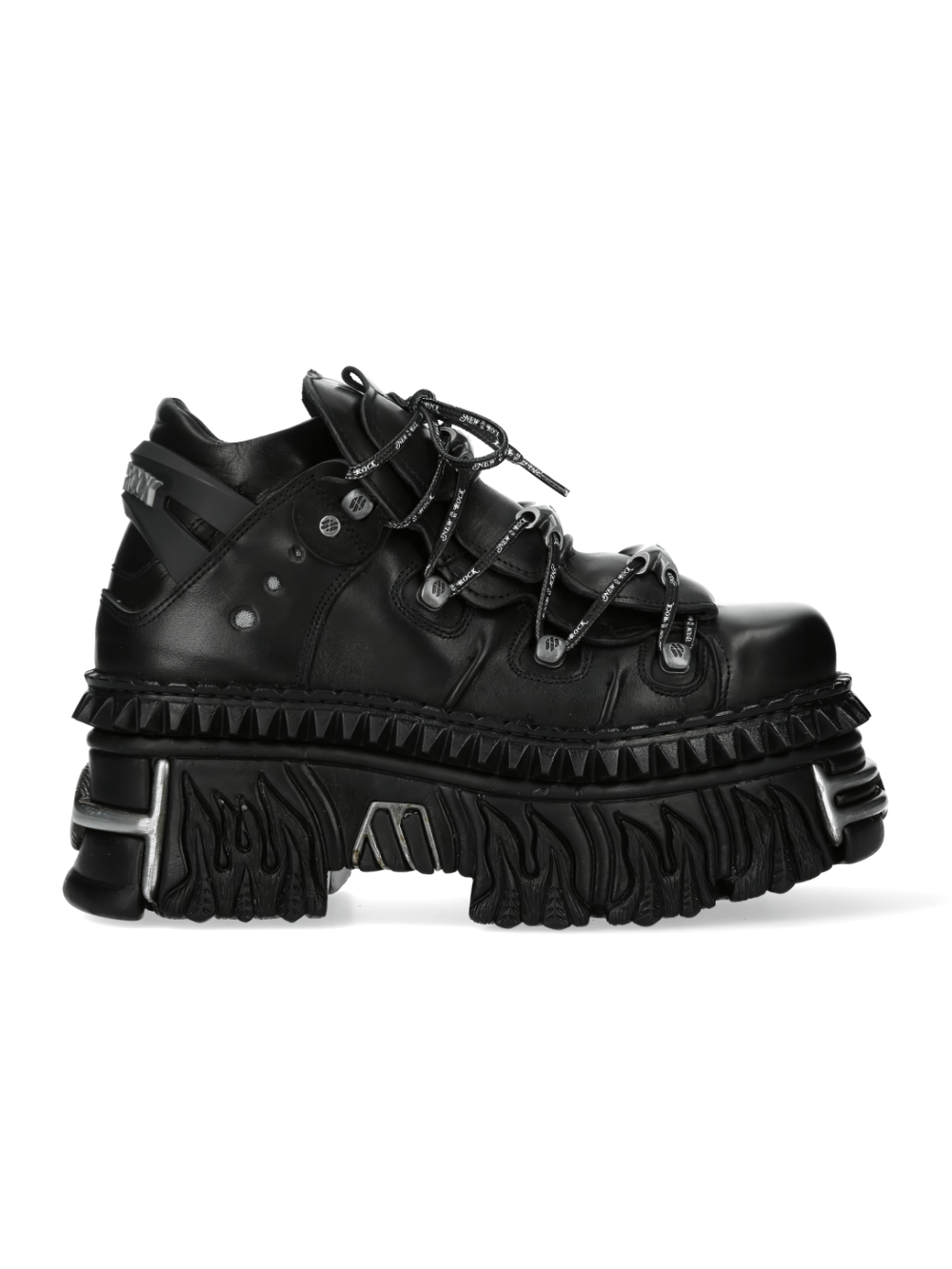 NEW ROCK Extreme Platform Rock Boots with chunky flame soles and lace-up design for bold urban gothic style.