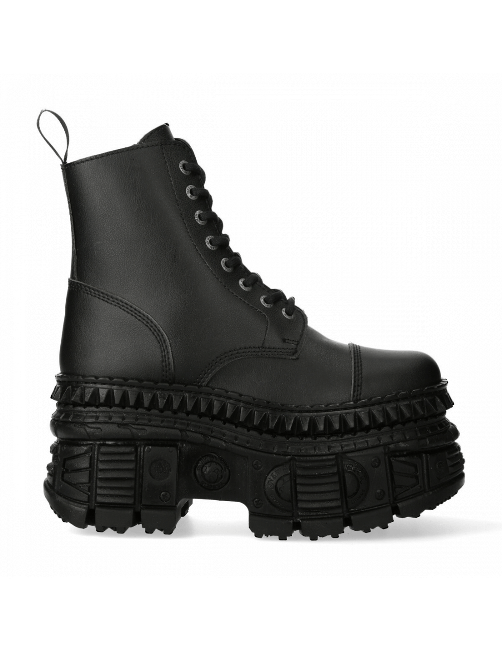 New Rock black gothic unisex ankle boots featuring a platform heel and lace-up design for stylish punk aesthetics.