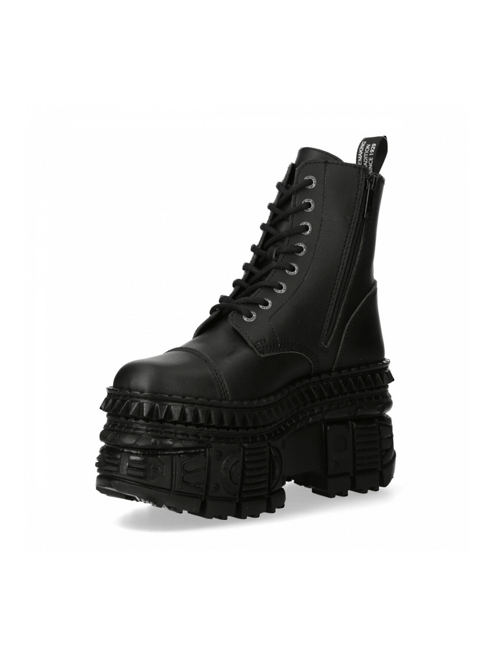 NEW ROCK black gothic unisex ankle boots with platform, lace-up and zipper closure for a stylish punk look.