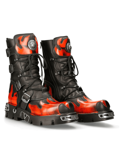 NEW ROCK Flame-Styled Punk Rock Boots Women's Footwear