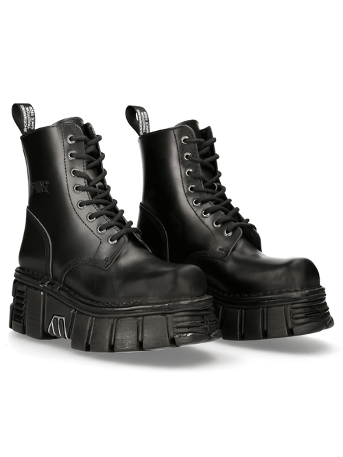 NEW ROCK Women's Genuine Leather Ankle Boots with Platform Sole