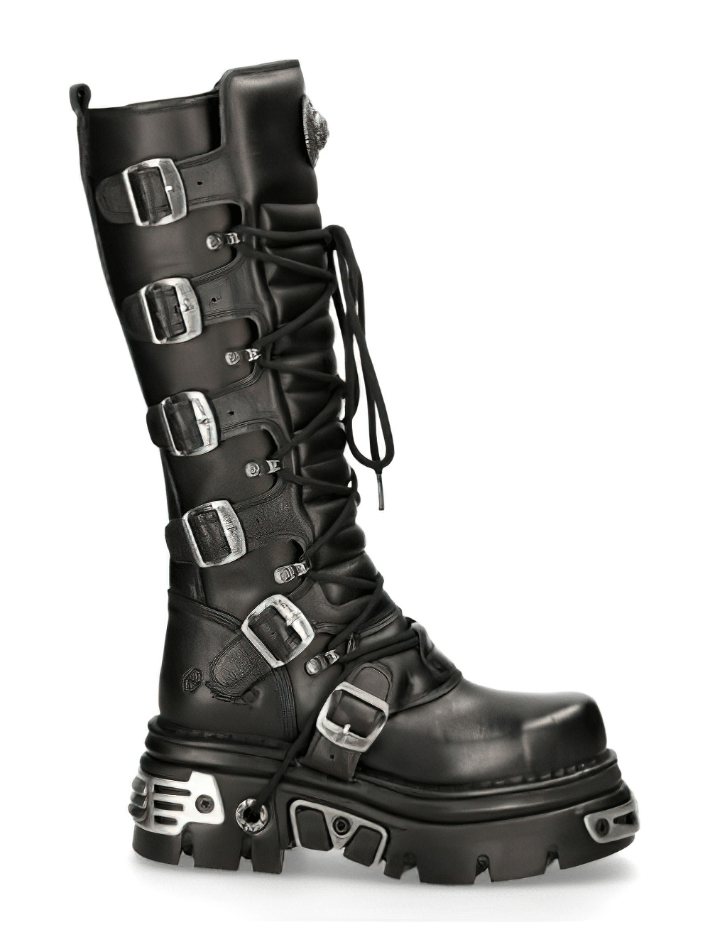 NEW ROCK Genuine Leather Knee-High Boots with Laces