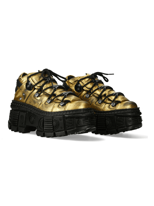 Bottines Rock Doré pour Femme NEW ROCK avec Éclat Métallique