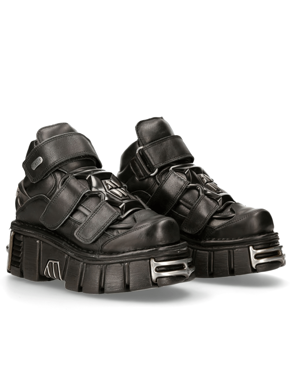 NEW ROCK Goth Ankle Boots with Metallic Accents and Velcros