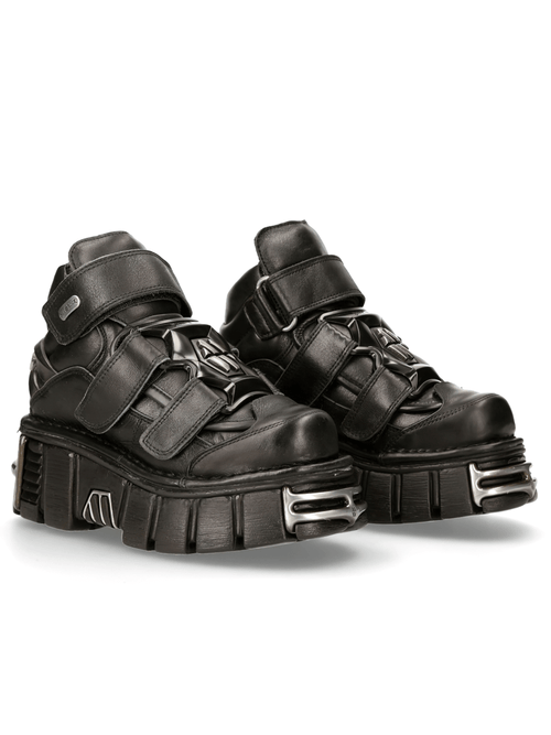 NEUE ROCK Damen Goth Stiefeletten mit metallischen Akzenten und Klettverschlüssen