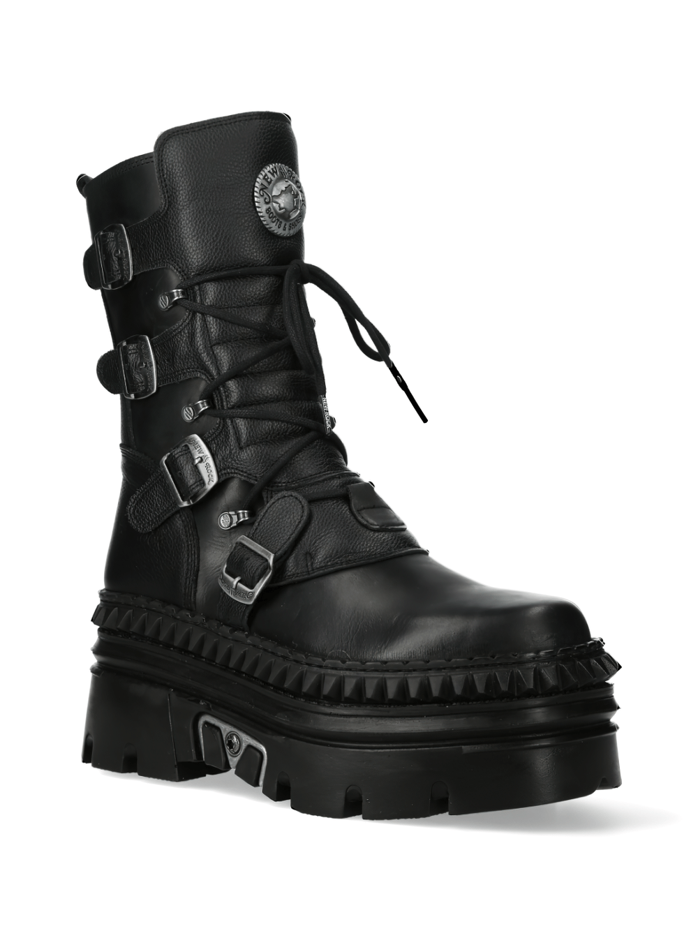 NEW ROCK Gothic Ankle Boots with Buckles and Lace-up Design