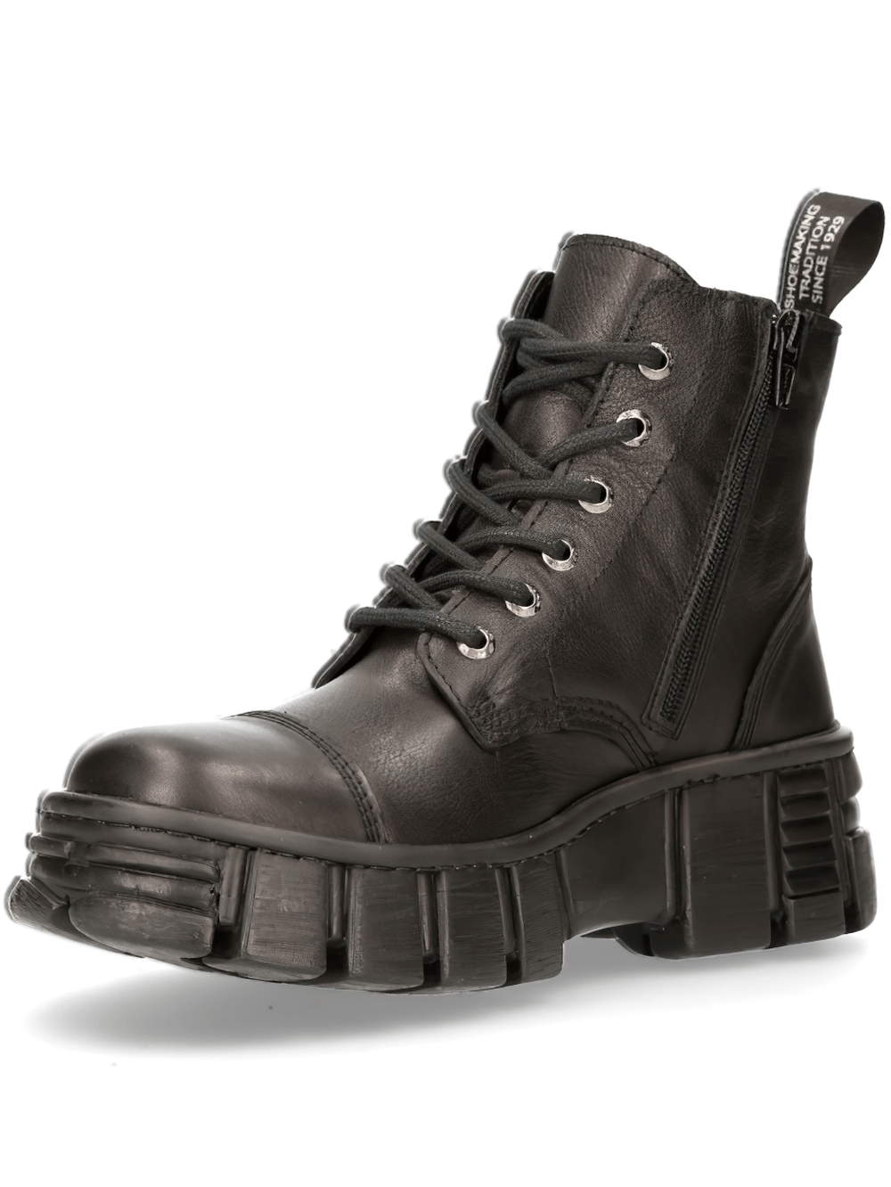 NEW ROCK Gothic ankle boots with chunky sole, lace-up design, and edgy urban style for bold fashion lovers.