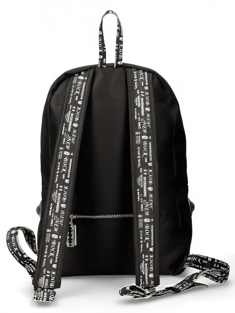 NEW ROCK Gothic black backpack with zipper closure and printed straps, perfect for edgy urban style and daily essentials.