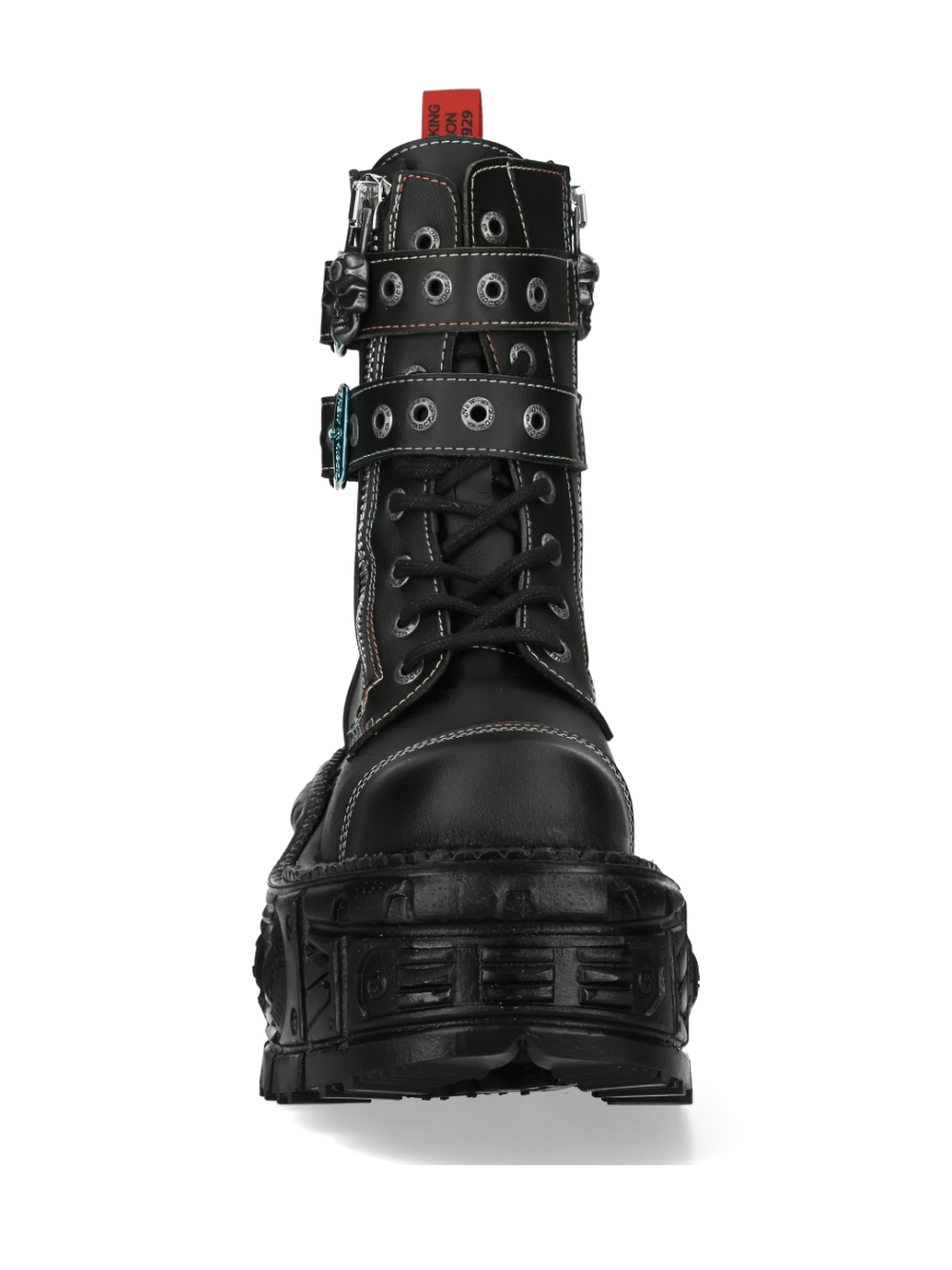 NEW ROCK Gothic Black Ankle Boots with Metallic Buckles