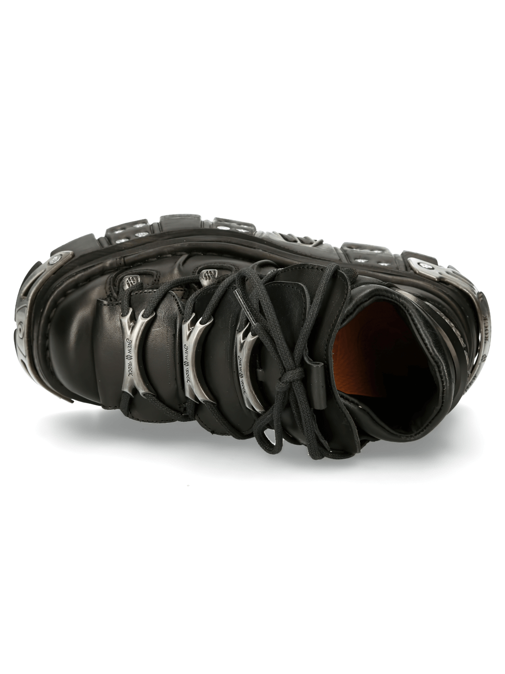 Gothic black ankle boots featuring studded metal details and sleek design for a bold fashion statement.