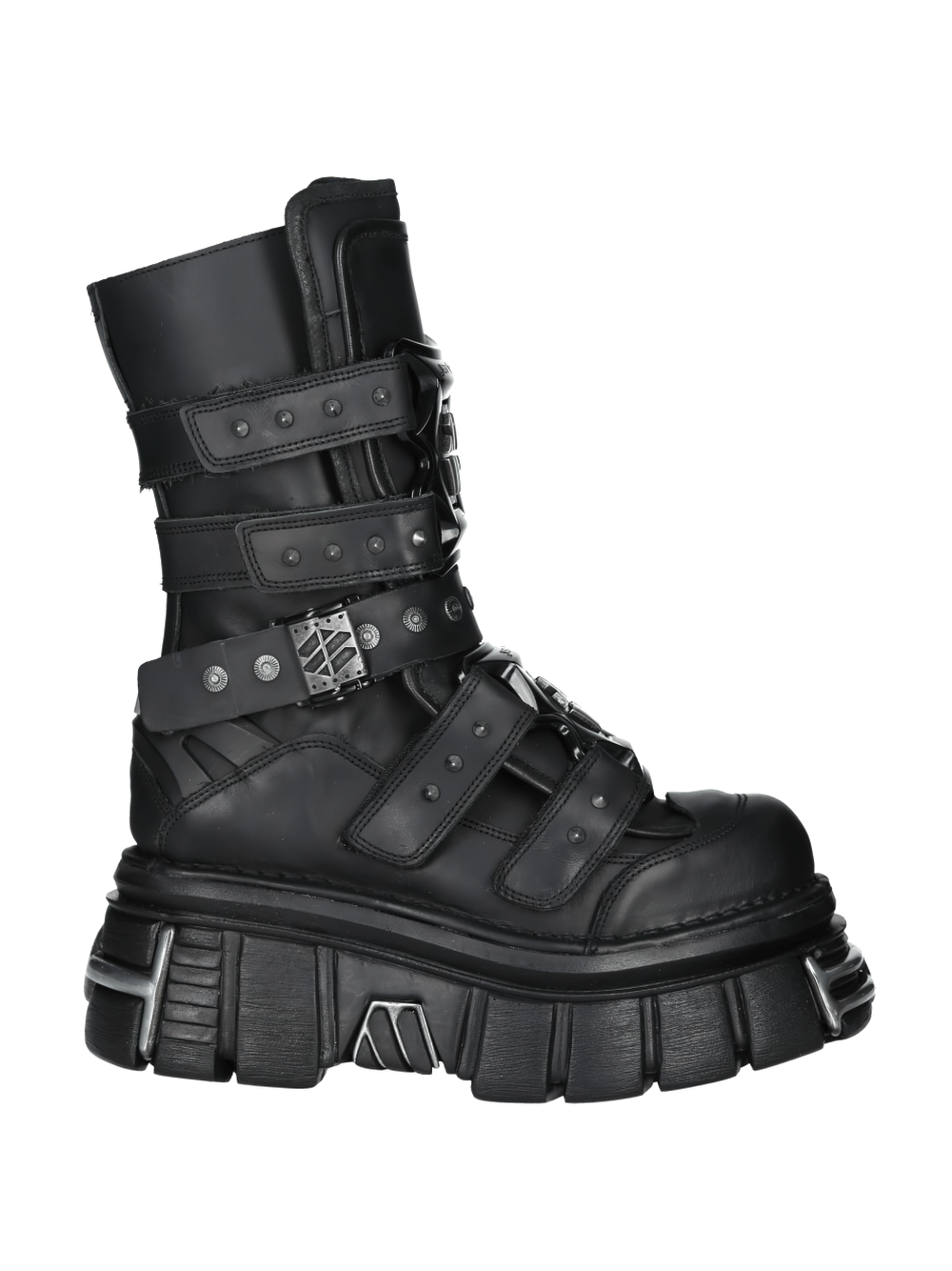 NEW ROCK Gothic black boots with steel toe and chunky platform, perfect for a bold, urban style.