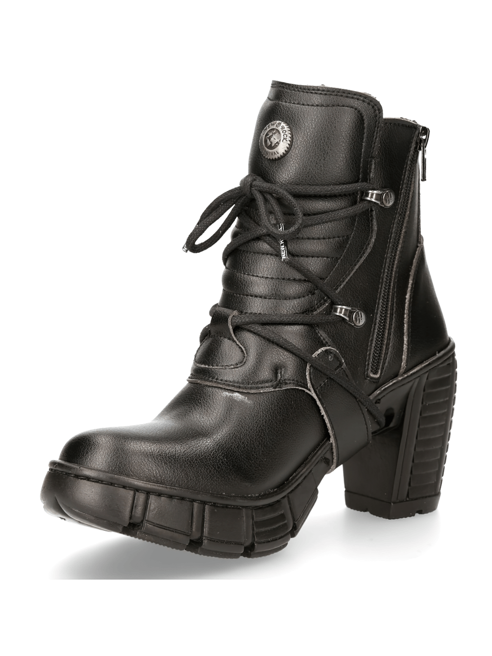 NEW ROCK Gothic Black Buckled Lace-Up Ankle Boots