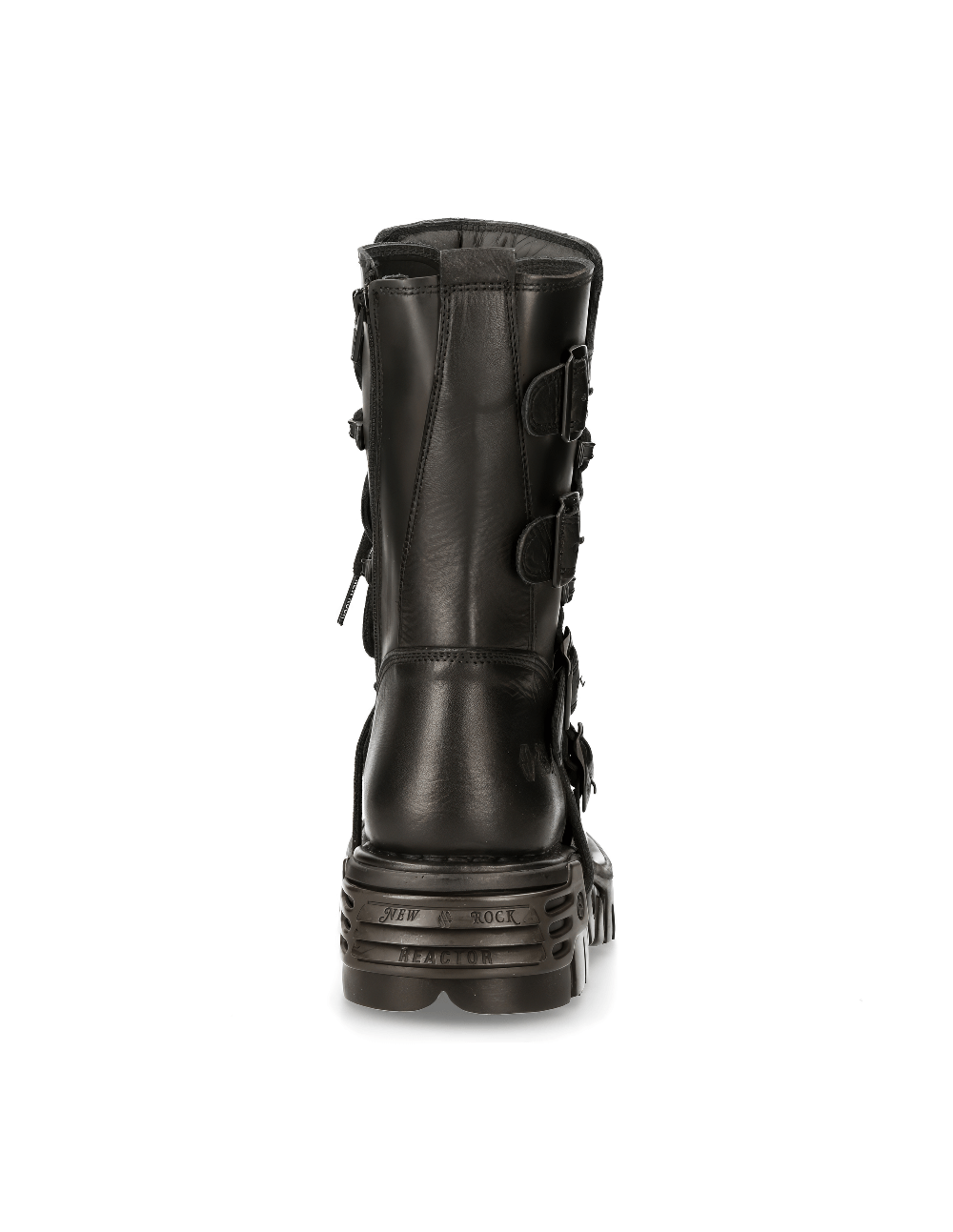 NEW ROCK Gothic Black Leather Boots with Metallic Details