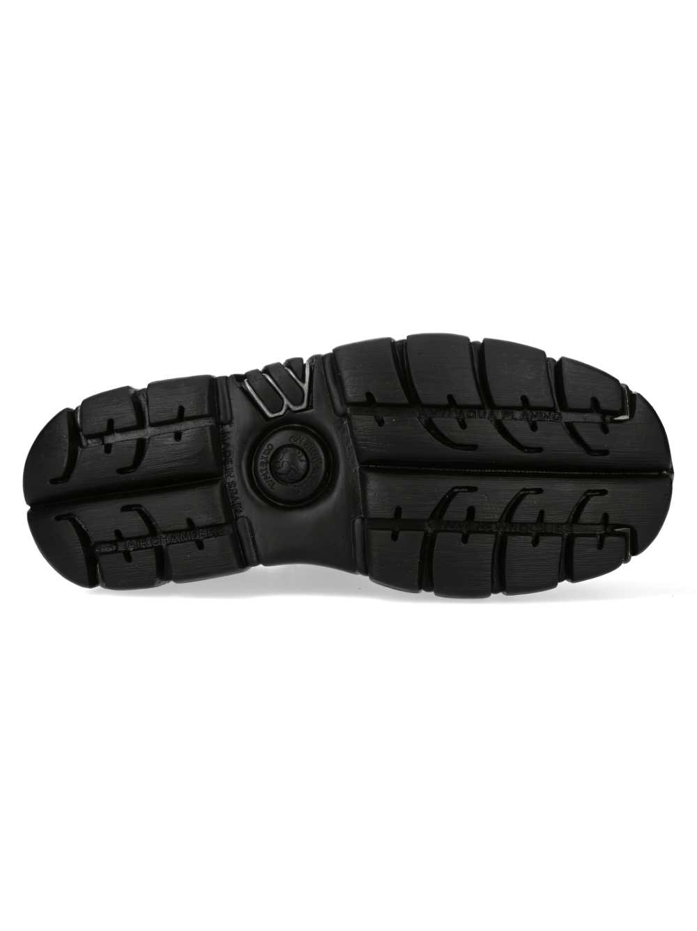 Close-up of the rugged sole of NEW ROCK Gothic Black Platform Shoes, showcasing its durable tread design.