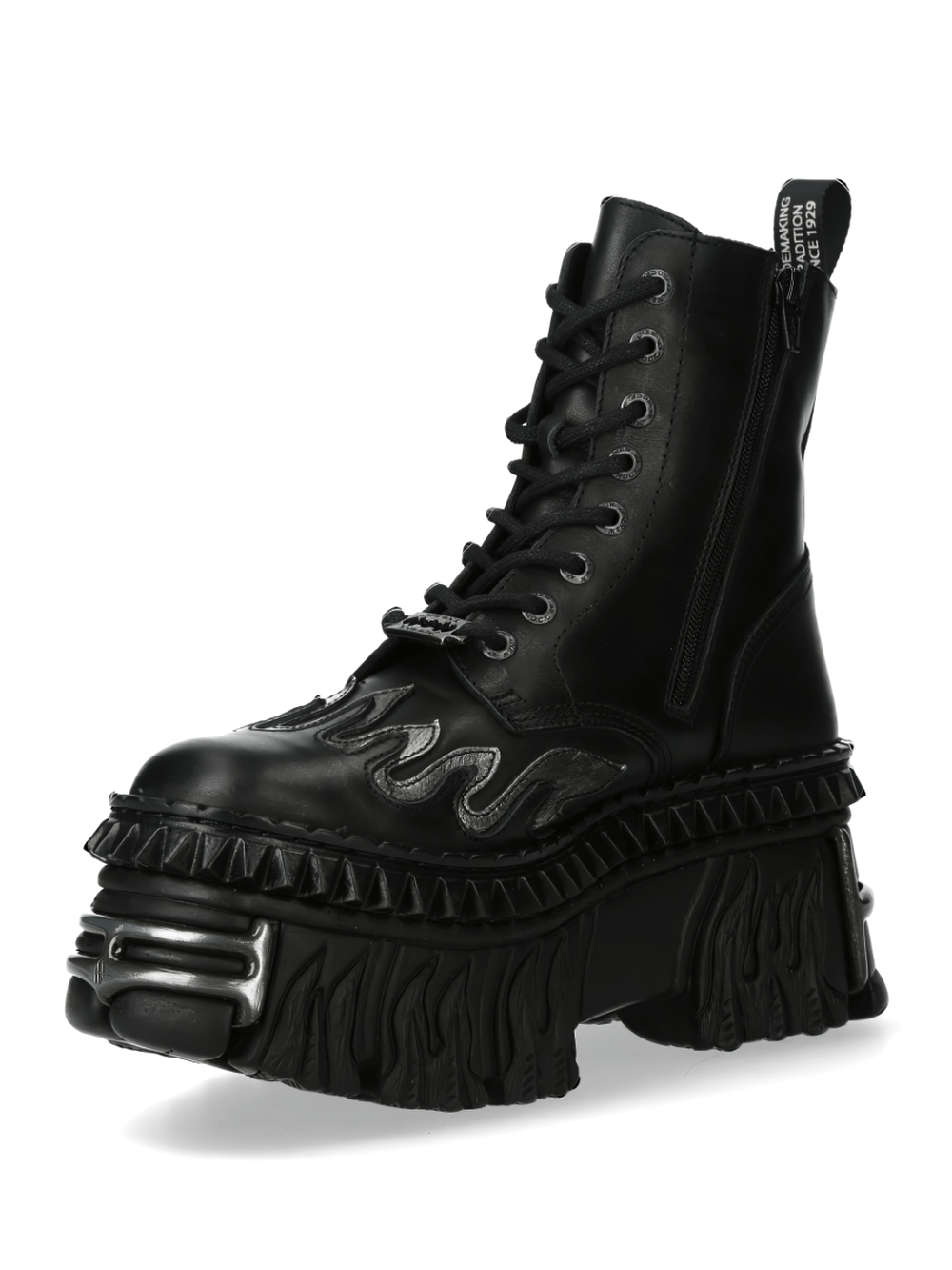 NEW ROCK Gothic Boots with metallic accents and flame design, perfect for punk and rock urban style.