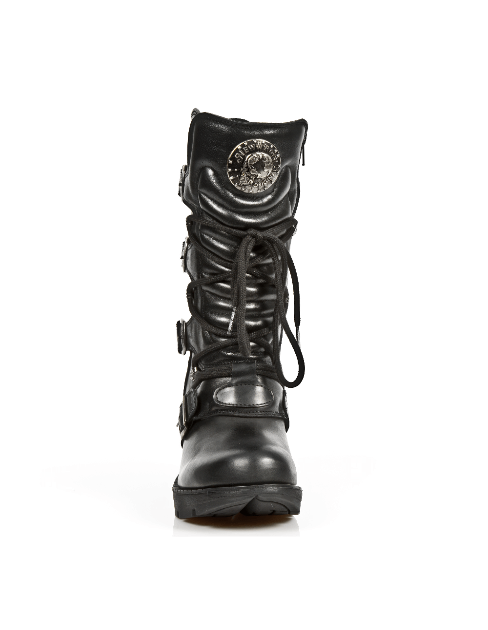 NEW ROCK Gothic Buckled Ankle Boots with Metallic Accents