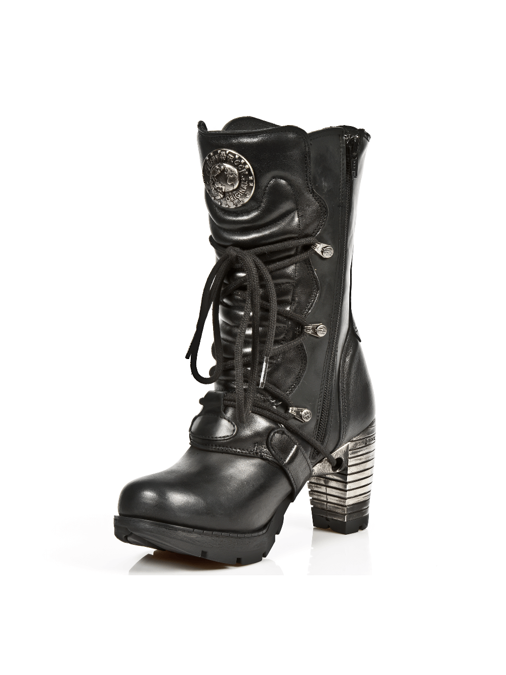 NEW ROCK Gothic ankle boots with buckles and metallic accents, showcasing a unique punk style.