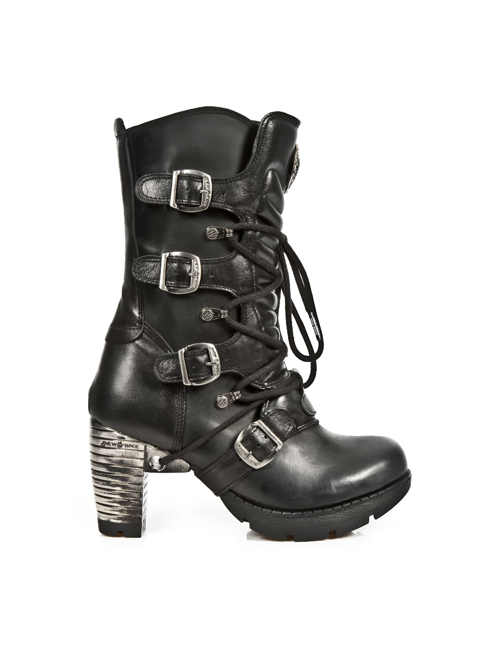 NEW ROCK Gothic ankle boots with buckles and metallic accents, featuring a striking heel and platform.