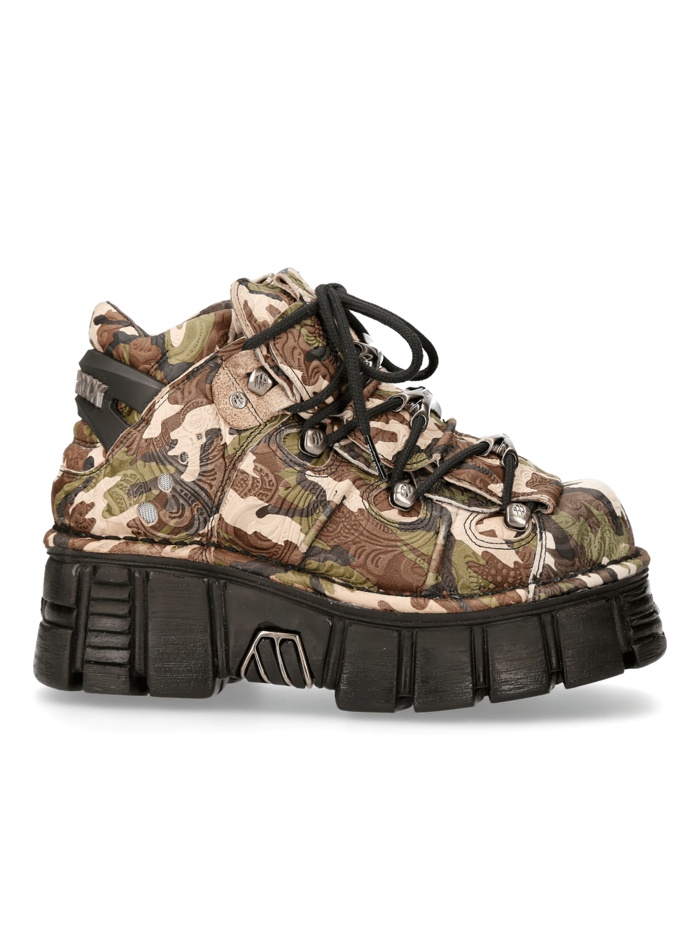 NEW ROCK Gothic Camouflage Ankle Boots with bold punk design and platform soles.