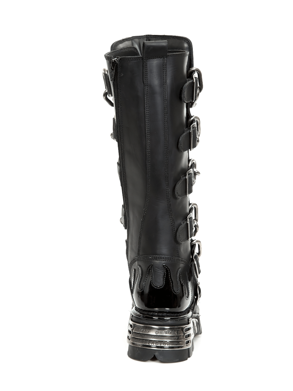NEW ROCK Gothic Chain Link High Boots in Black Leather