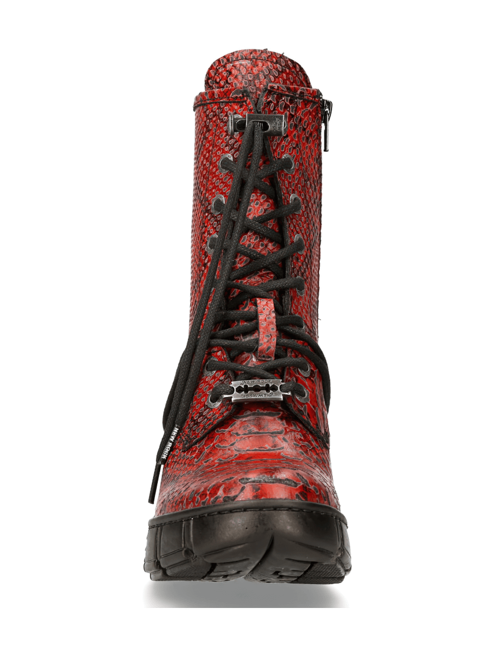 NEW ROCK Gothic Edgy Red Reptile Print Ankle Boots