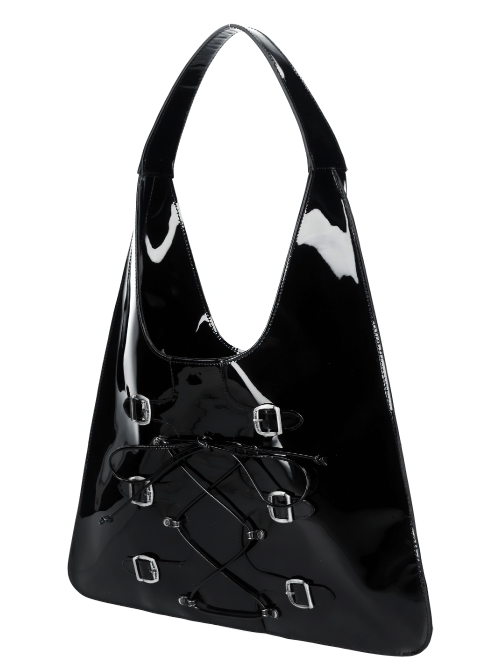 NEW ROCK Gothic hand bag with lace-up and buckle details, perfect for urban rock style and edgy fashion.